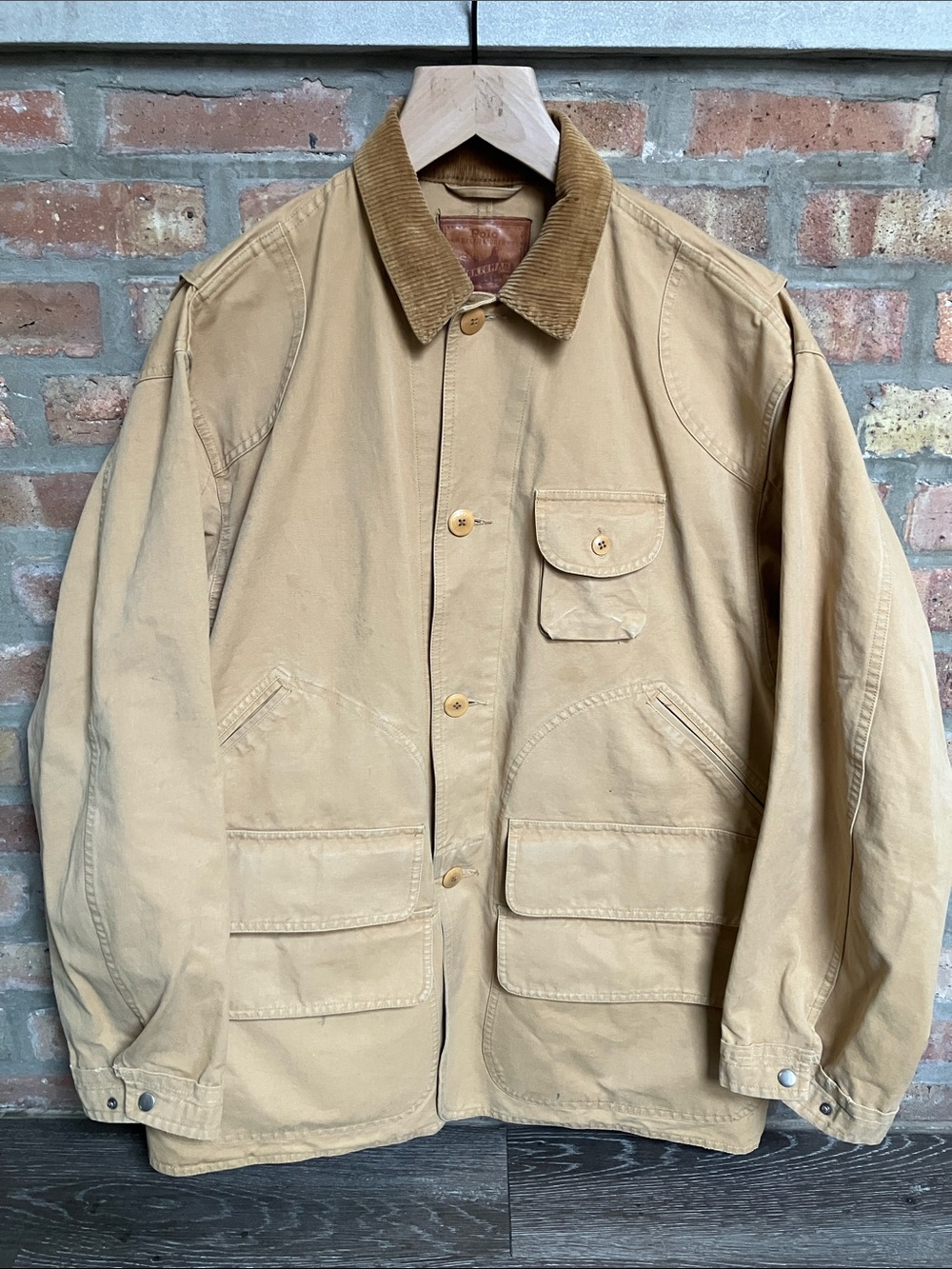 vintage Polo Ralph Lauren canvas jacket corduroy collar multiple pockets.